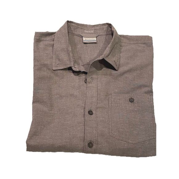 Columbia Mens‎ Long Sleeve Button Up Shirt Grey Size Large 100% Cotton - Picture 1 of 15